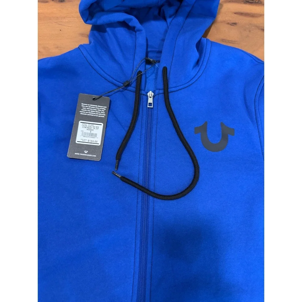 True Religion Men's Y2K Surf The Web Contrast TR Zip Hoodie $124 Blue Size Small